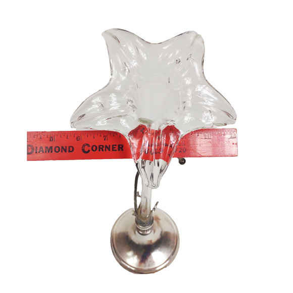 Vintage Oneida Hand Blown Art Glass on Silverplate Base Bud Vase 15" Amaryllis - Picture 4 of 9